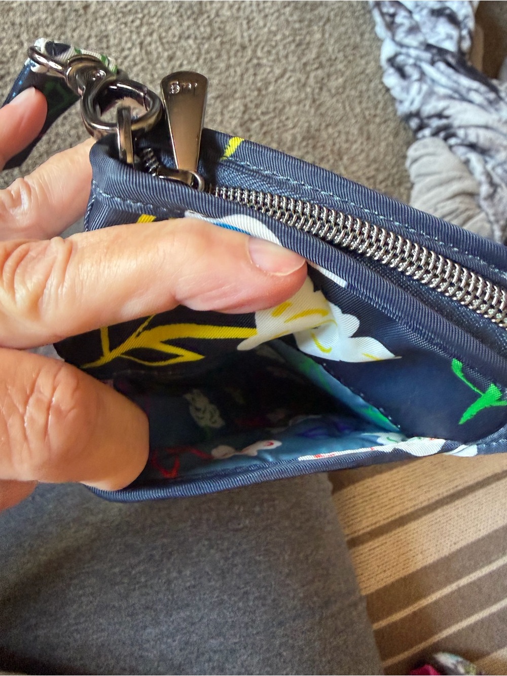 LUG Quilted Floral Wristlet Organizer with Gold Accent - Picture 5 of 5